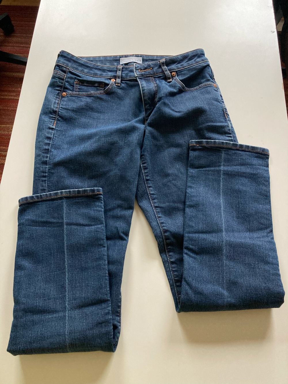 LOFT Curvy Straight Dark Wash Jeans